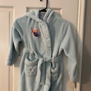 Disney Kids Light Blue Plush Hooded Robe with Frozen Embroidery
